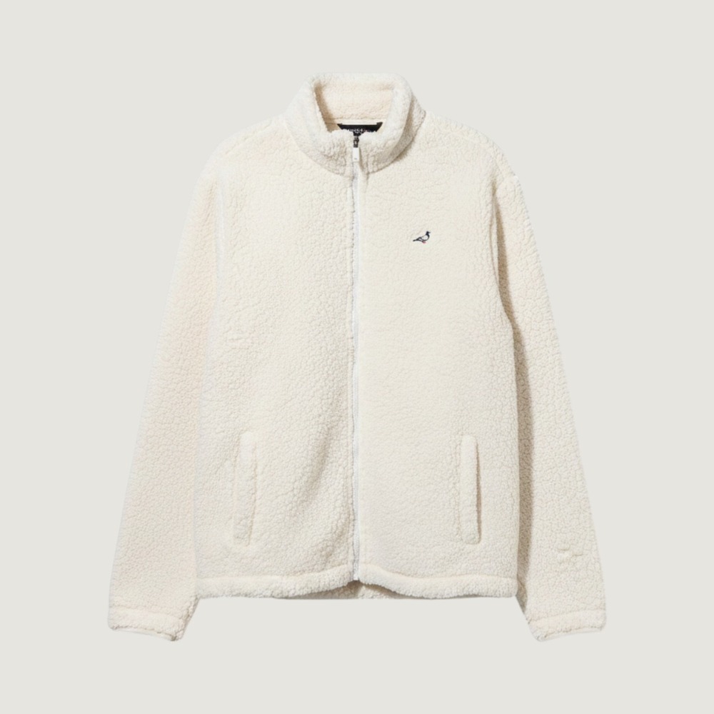Staple‎ Pigeon Mens Cream Sherpa Fleece Full Zip Jacket Large 2110O10606 NWT